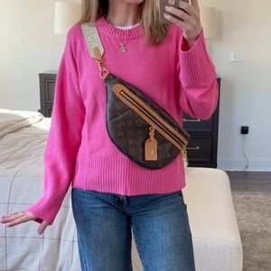 GAP Women's Crewneck Sweater in Hot Pink